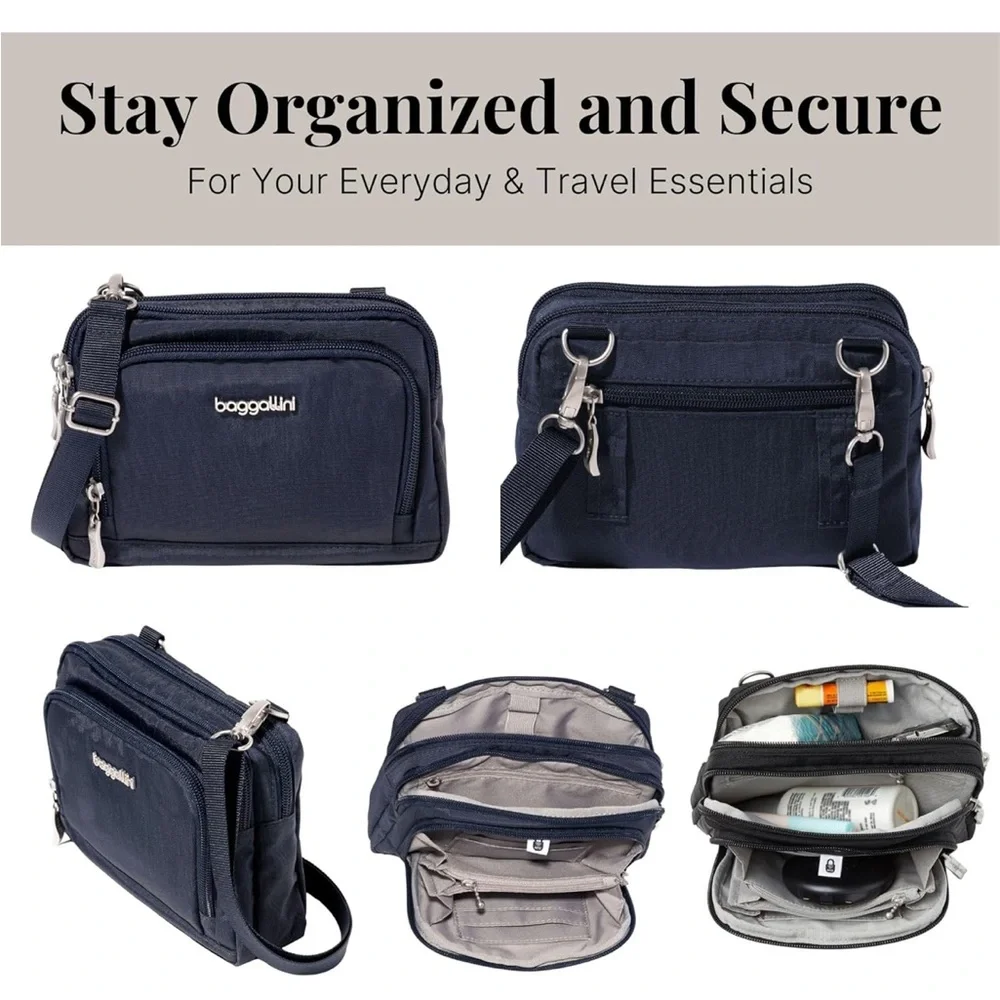 Baggallini Dark Blue Messenger Bag - Picture 6 of 13